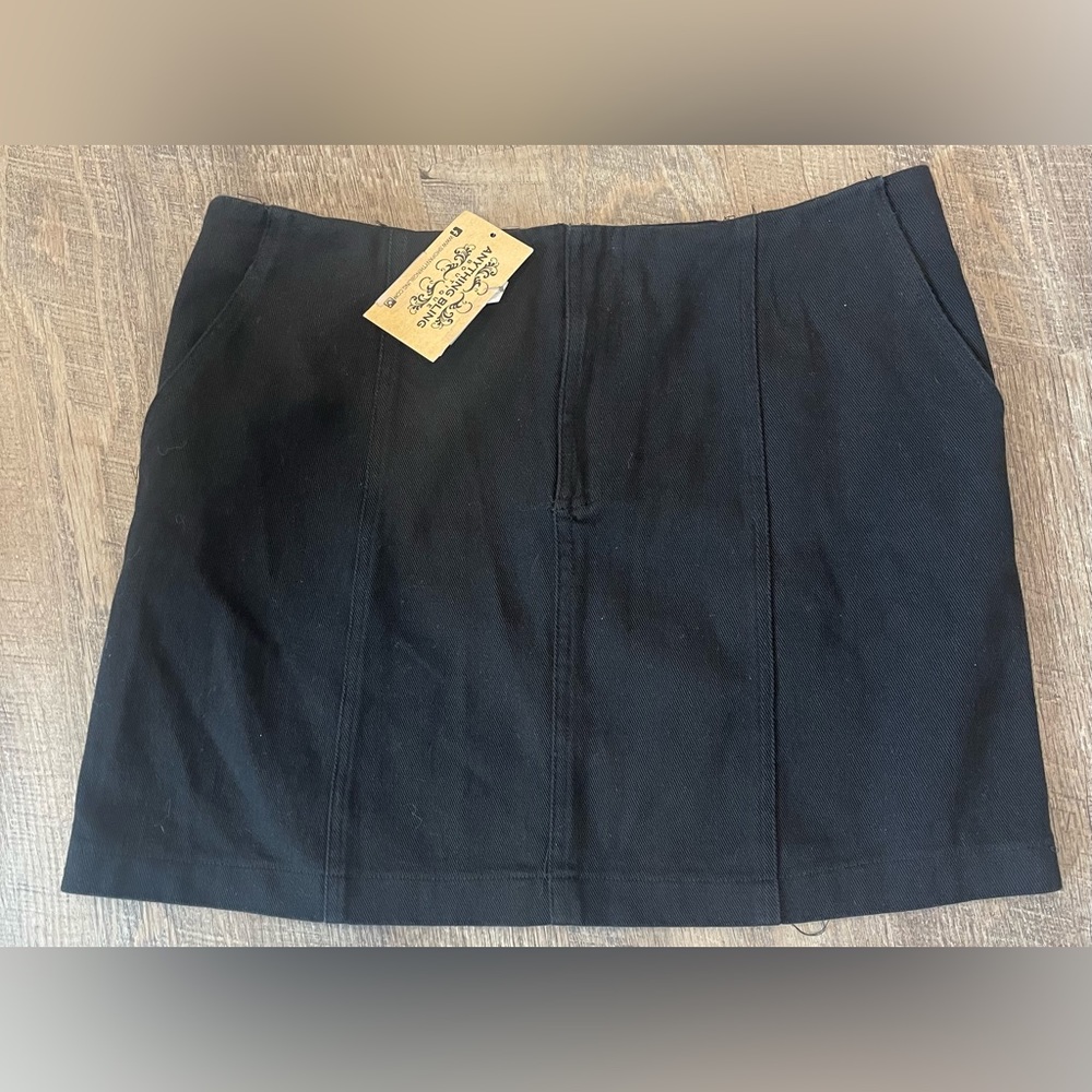 Black denim skirt- new with tags. Size large